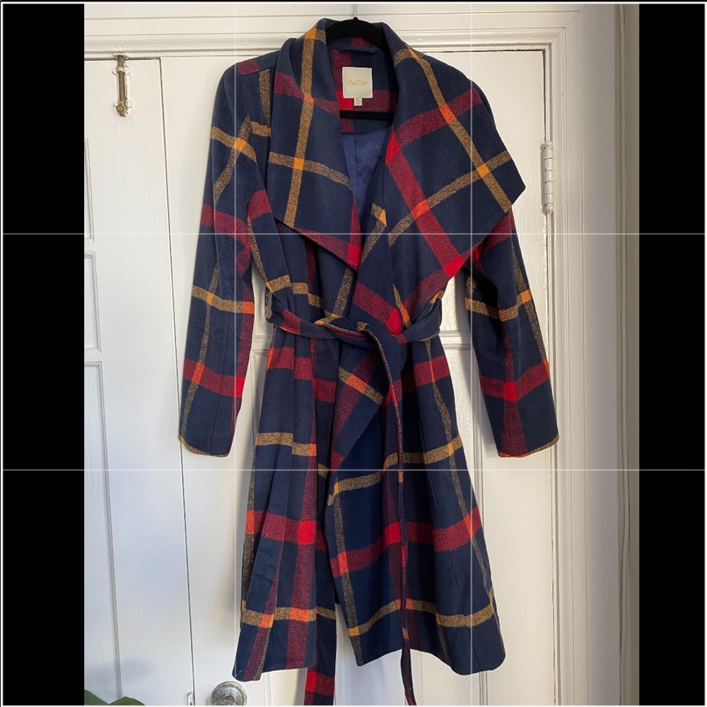 ModCloth Plaid Trench Coat (XL)